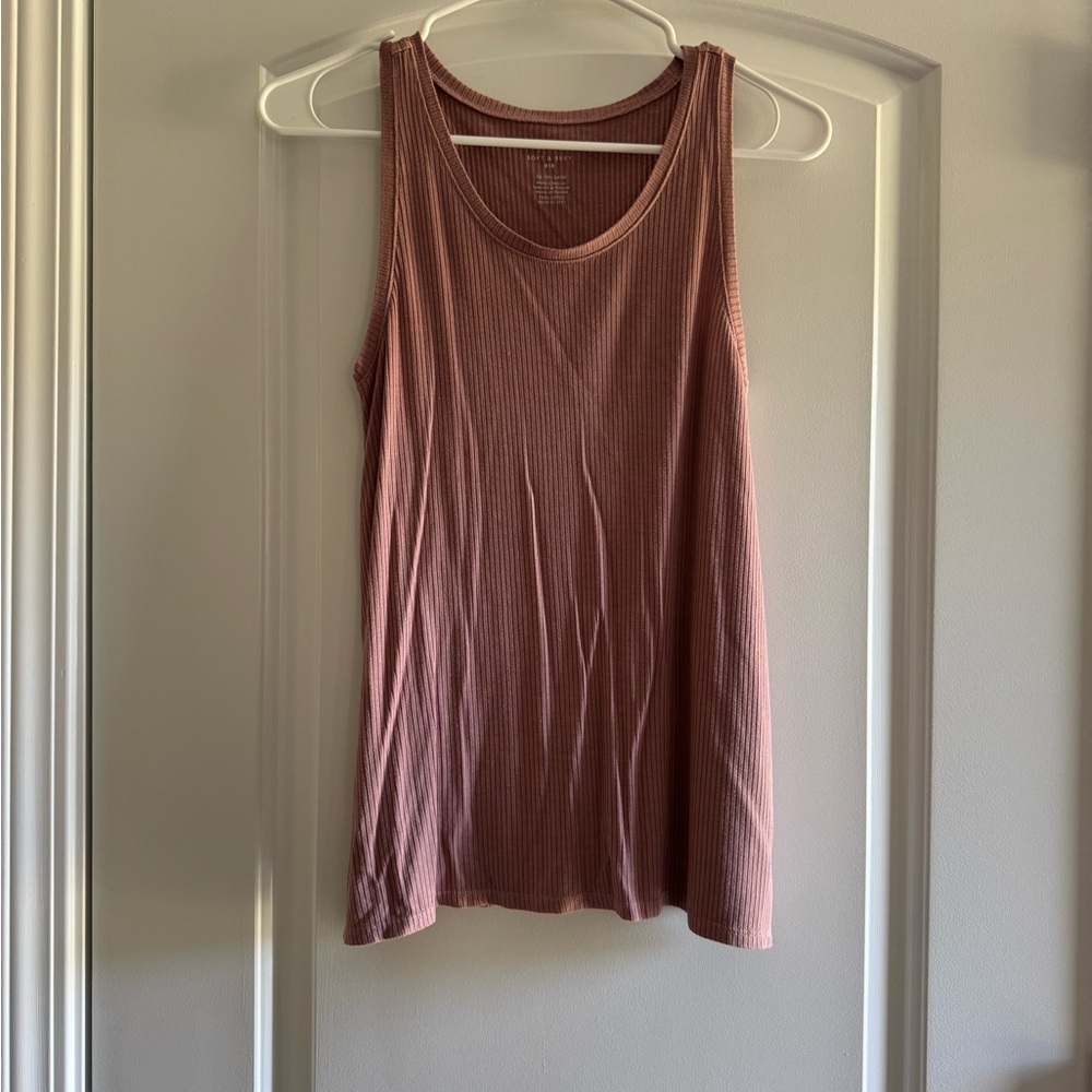American Eagle Outfitters Ribbed Tank Top - Soft Pink